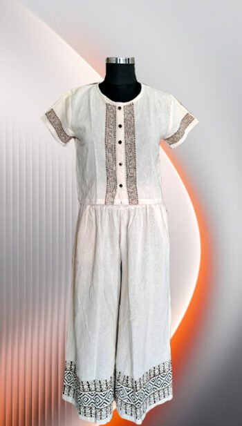 VANYA Hand-Block Printed Cotton Button-Down Top & Palazzo Set