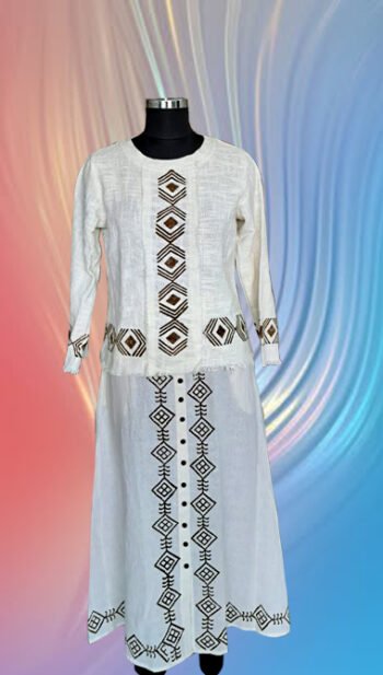 Vanya Hand-Block Printed Cotton Button-Down Top & Tiered Skirt Set