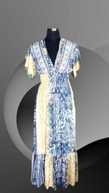 Kasturi Paisley Silk-Blend Deep-V Maxi Dress