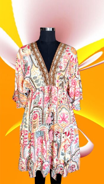 Aria Paisley Digital Silk-Blend Fluid Mini Dress