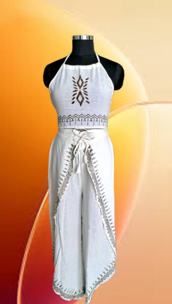 VANYA Hand-Block Printed Cotton Choli & Dori Palti Pant Set