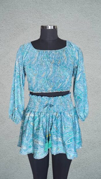 Kasturi Paisley Silk-Blend Bobbin & Frill Short Set